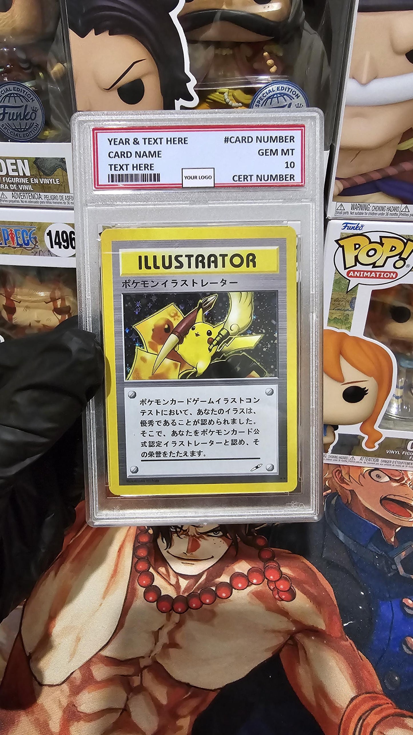 v3 PROXY Near Mint 8 PSA-1998 Pikachu Holo Illustrator Nintendo Pokemon Japanese Promo Old Style Label