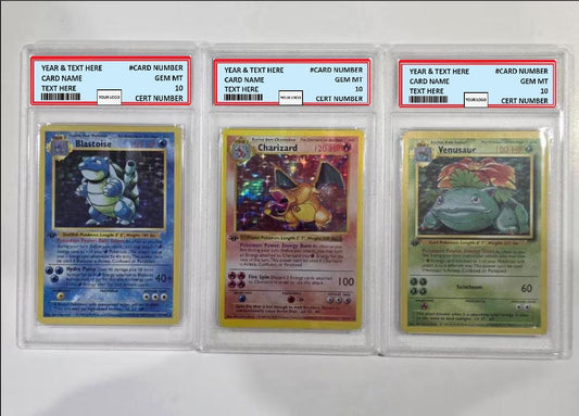 Set of 3! PROXY Gem Mint 10 PSA-1st Edition Charizard, Blastoise & Venusaur Shadowless Holo 1999 Pokemon Base Set TCG Graded Slabs