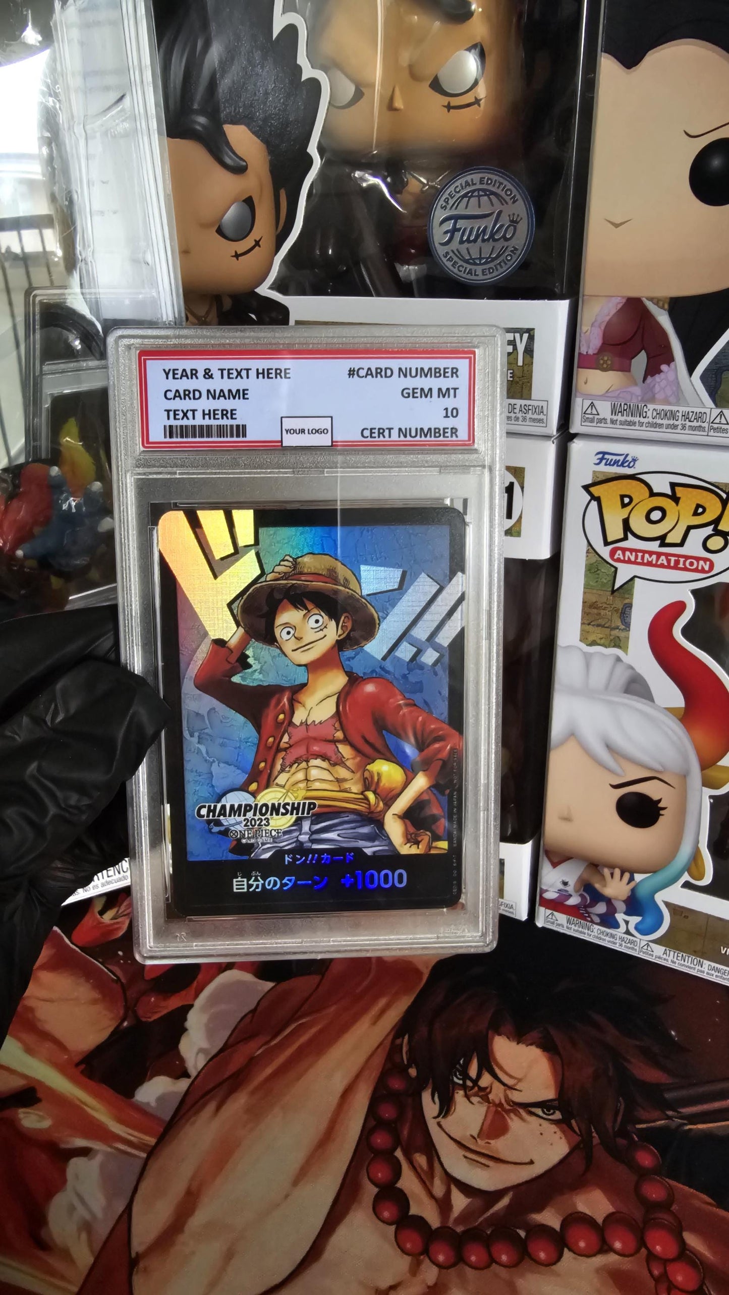 v3 PROXY Gem Mint 10 PSA-Monkey D Luffy Don!! Championship 2023 World Final One Piece Card Game Proxy TCG Flagship Japanese