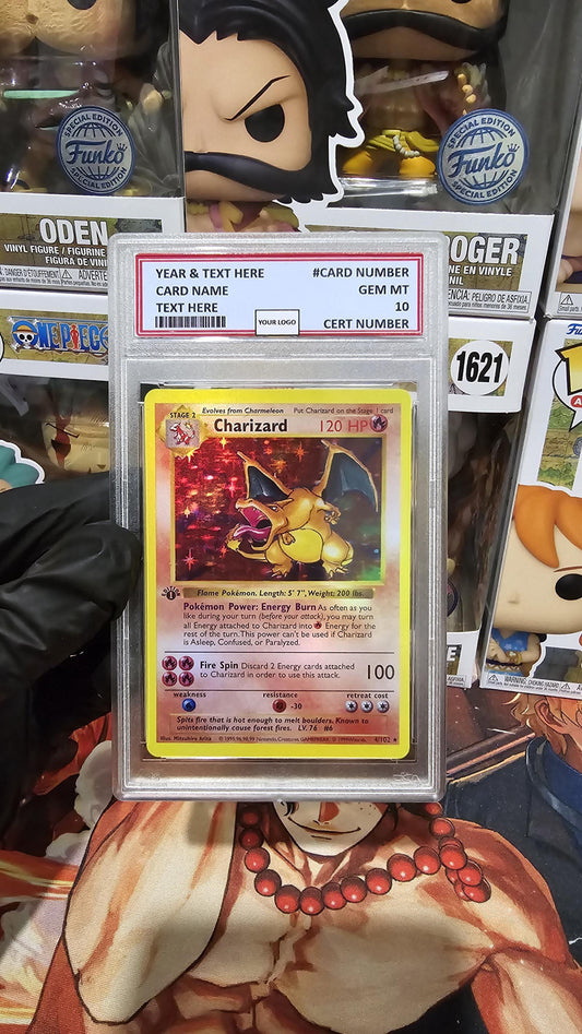 v3 PROXY Gem Mint 10 PSA-1st Edition Charizard Shadowless Holo 4/102 1999 Pokemon Base Set TCG Graded Slab Pikachu Mewtwo Blastoise Venusaur