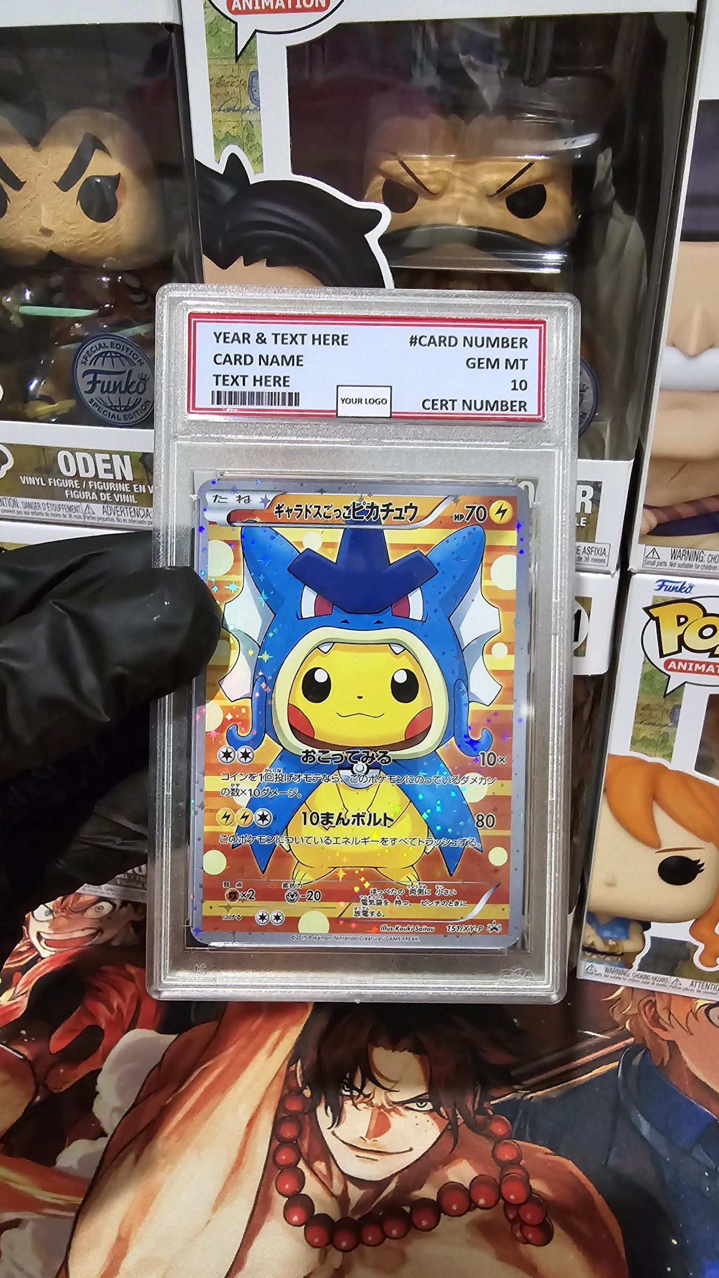 v3 PROXY Gem Mint 10 PSA-2015 Japanese Pretend Gyarados Poncho Pikachu 151/Xy-p xy PR Special Box Promo Tcg Graded Slab Full Art Alt Pokemon