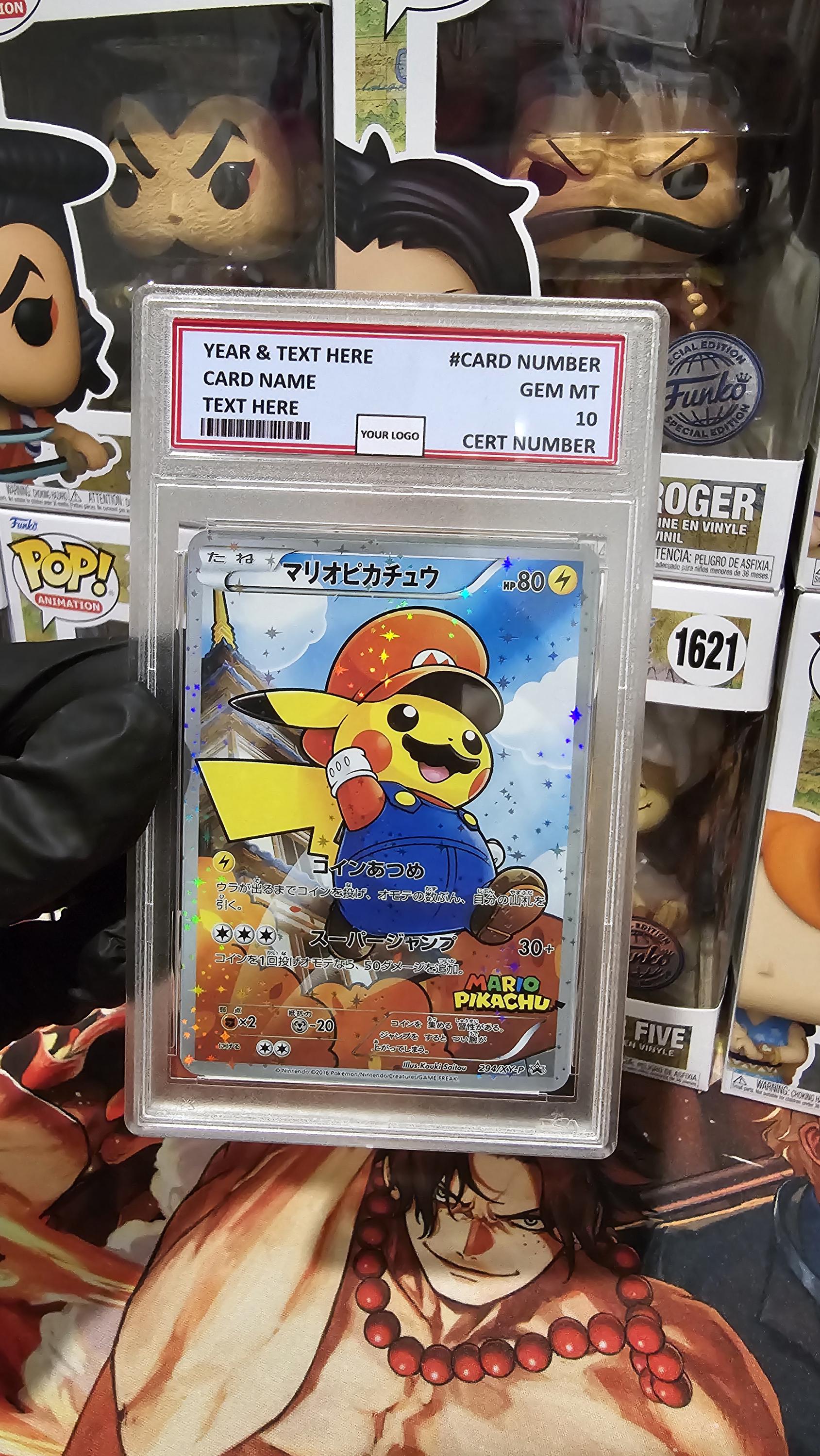 v3 PROXY Gem Mint 10 PSA-2016 Pokemon Japanese Mario Pikachu Holo 294/Xy-P Special Box Promo Tcg Graded Slab Full Art Alt