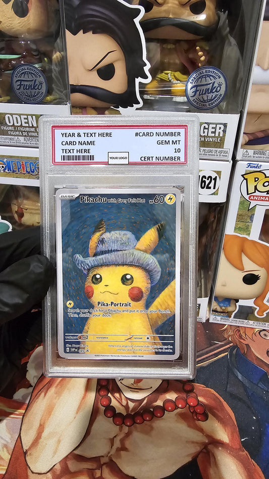 v3 PROXY Gem Mint 10 PSA-Pokemon X Van Gogh Pikachu with Grey Felt Hat Game tcg Graded Slab