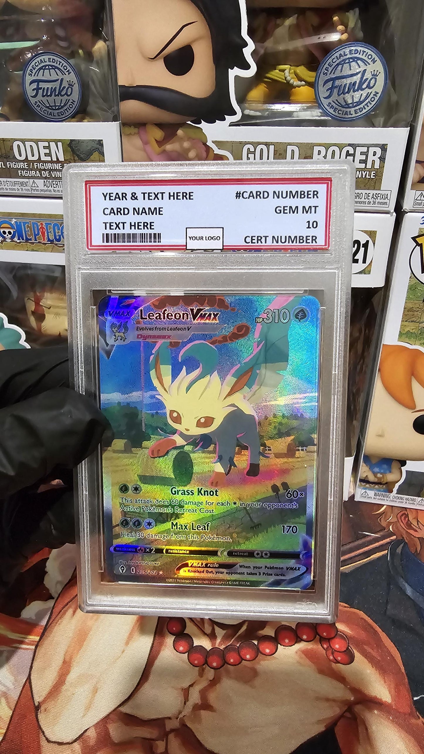 v3 PROXY Gem Mint 10 PSA-English Leafeon Vmax 089/069 2021 Pokemon TCG Graded Slab Eevee Set Heroes Hyper swsh