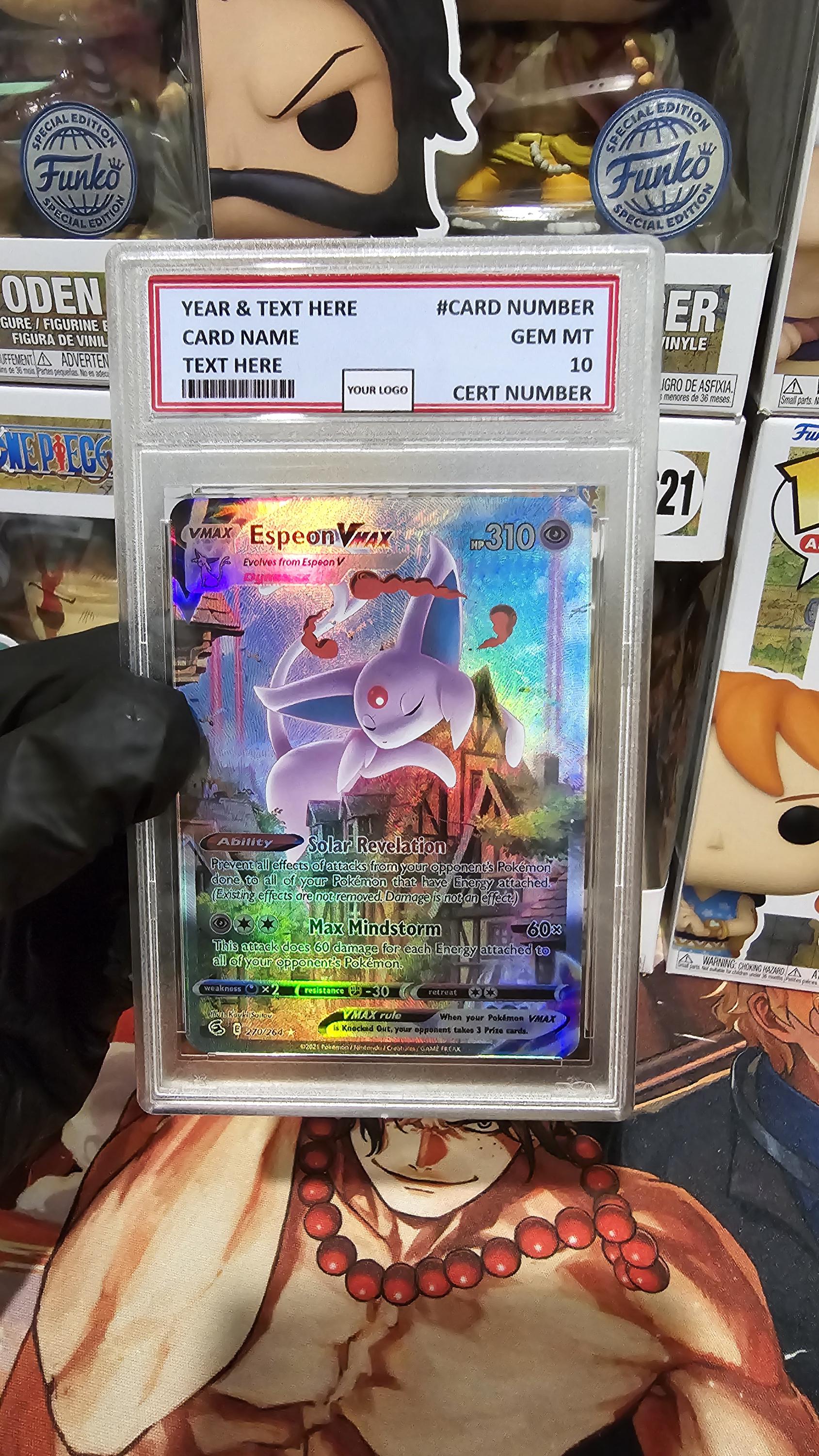 v3 PROXY Gem Mint 10 PSA-English Espeon Vmax 189/s-p Promo 2021 Pokemon TCG Graded Slab Eevee Heroes Eevee's Set