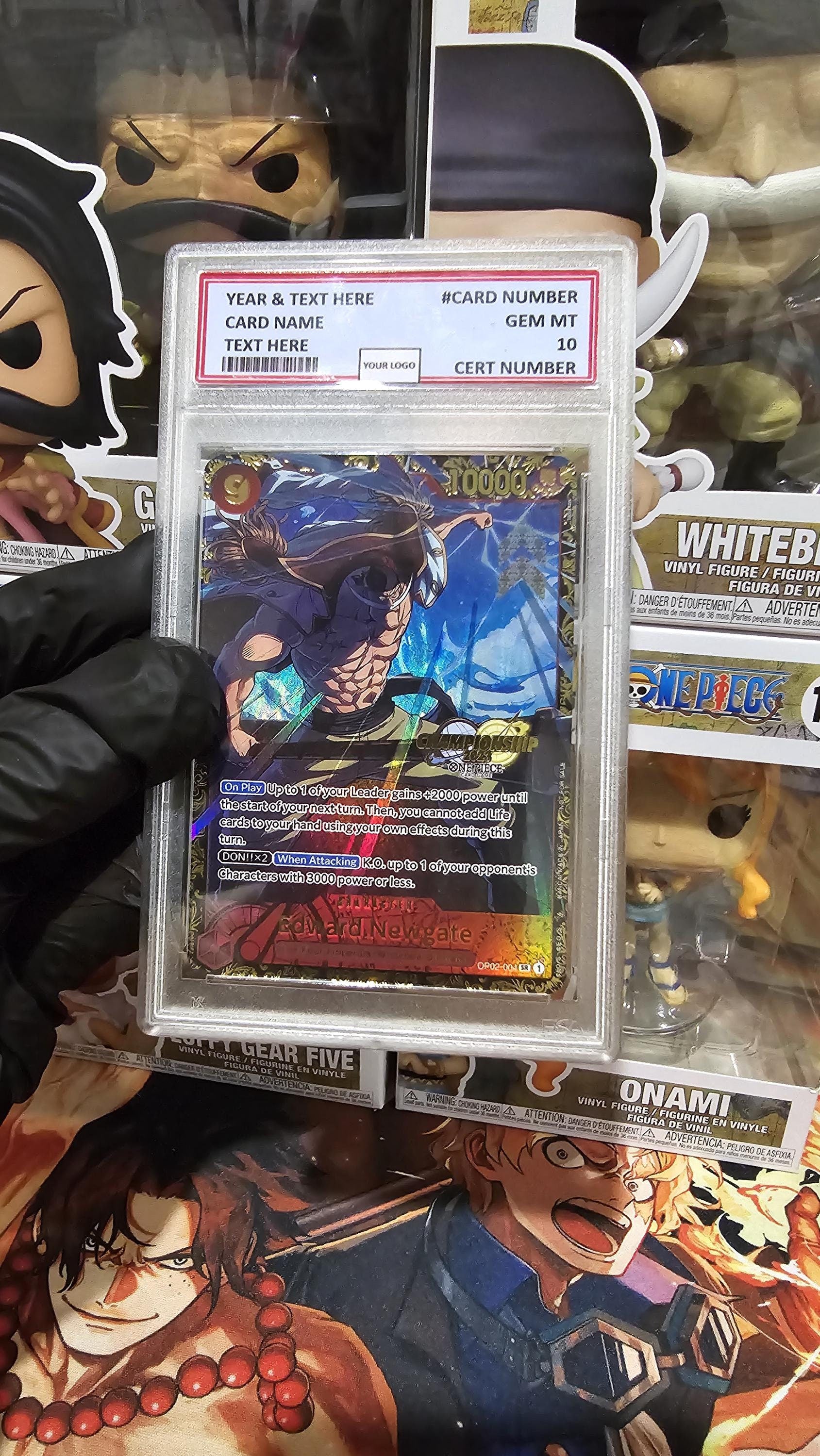 v3 PROXY Gem Mint 10 PSA-Top Prize Edward Newgate OP02-004 One Piece Flagship Championship TCG Proxies Textured Premium English