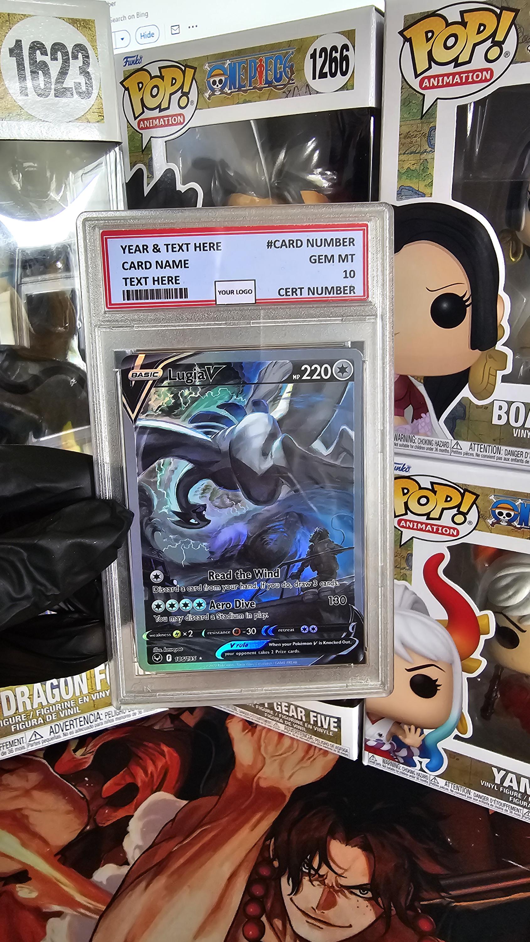 v3 PROXY Gem Mint 10 PSA-2022 Pokemon Lugia V 186/195 Silver Tempest SWSH Tcg Graded Slab Full Art Alt