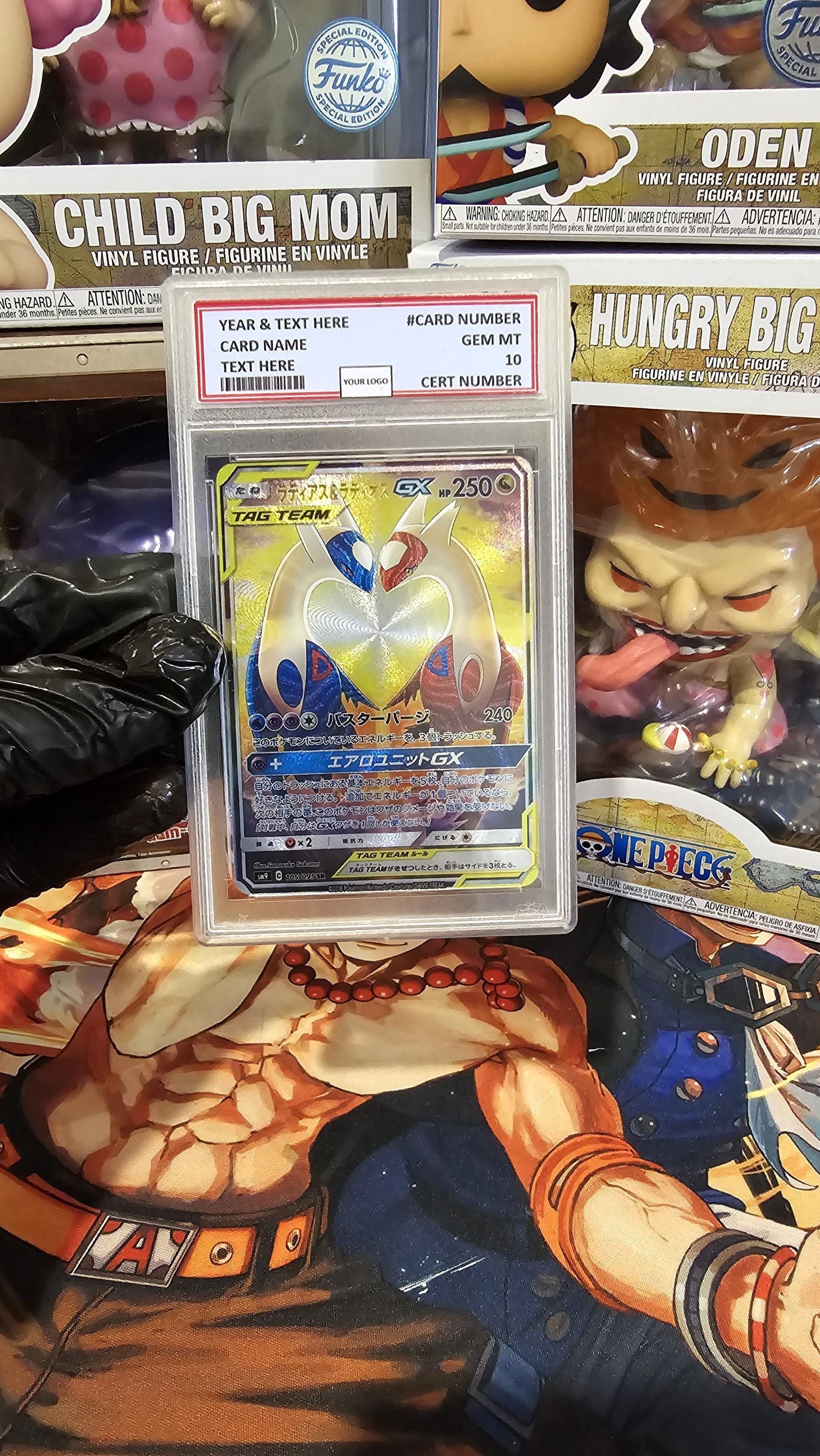 v3 PROXY Gem Mint 10 PSA-2018 Pokemon Japanese Sun Moon Tag Bolt #105 FA Latios & Latias Gx Tcg Graded Slab