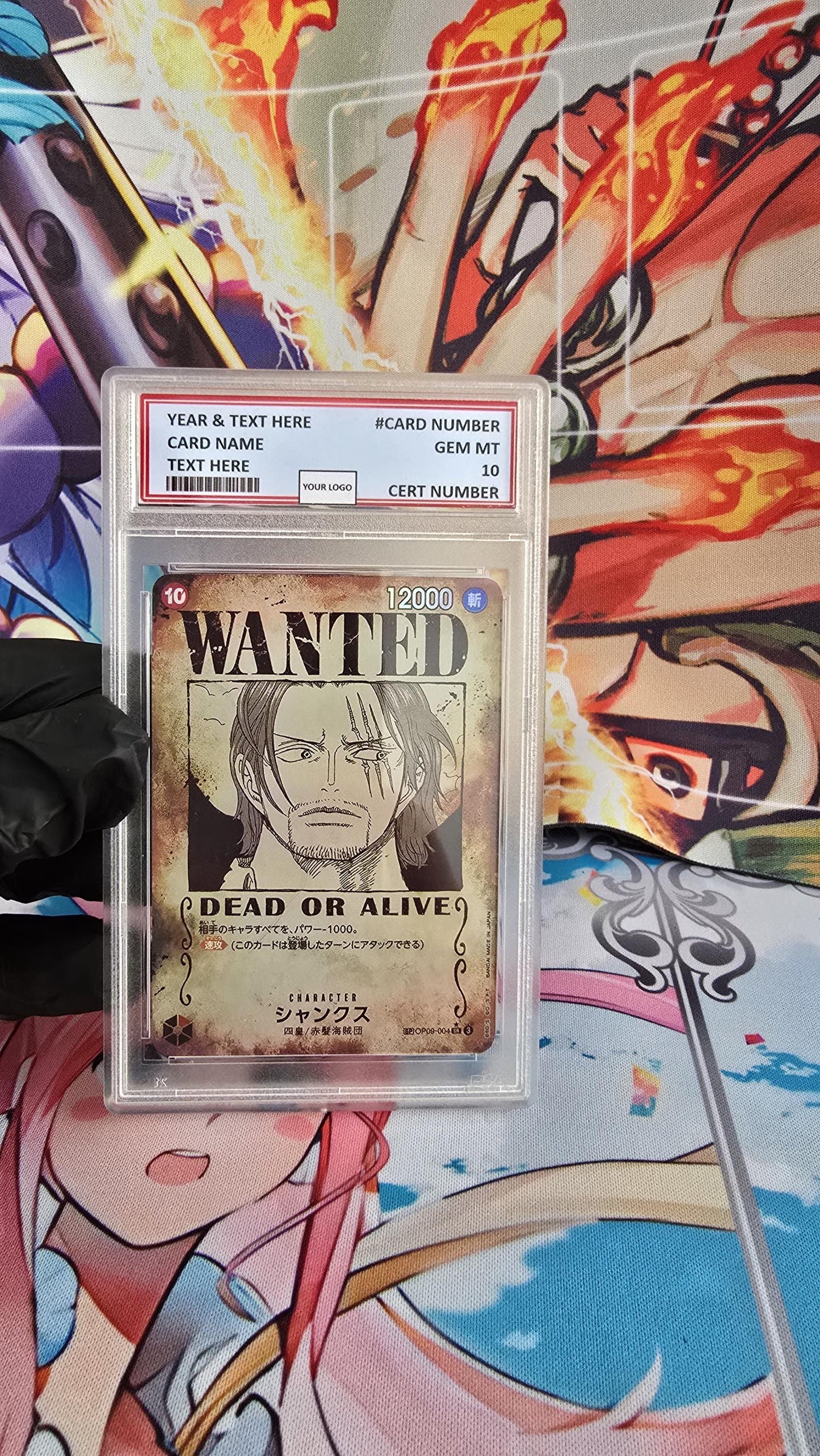 v3 PROXY Gem Mint 10 PSA-Wanted Shanks OP09-004 One Piece Card Game Proxy TCG Proxies Textured Orica 2024 Alt Art Japanese