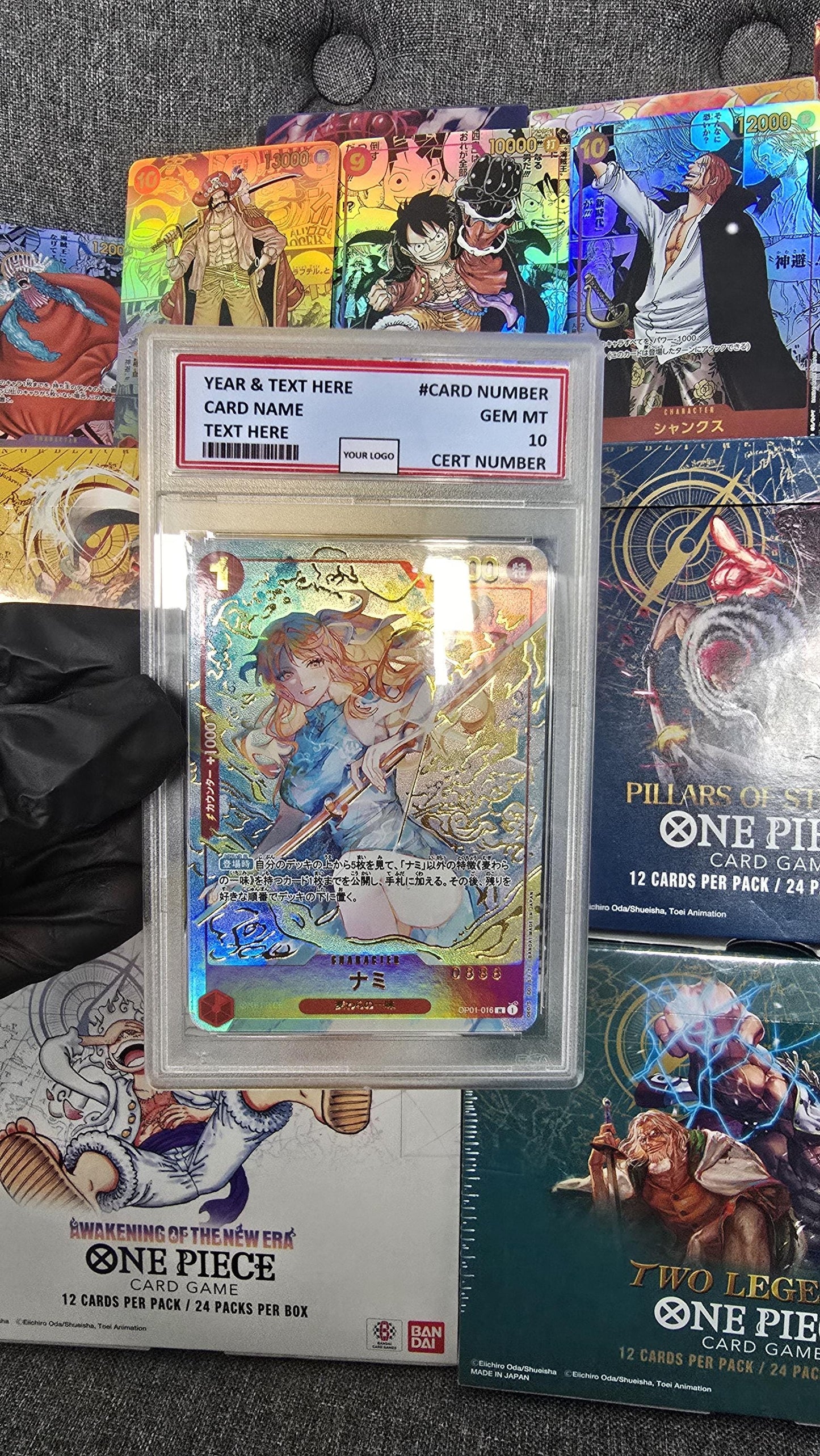 v3 PROXY Gem Mint 10 PSA-Chinese 1st Anniversary Nami OP01-016 Limited Blue Alt Art Proxy TCG Proxies Textured Premium