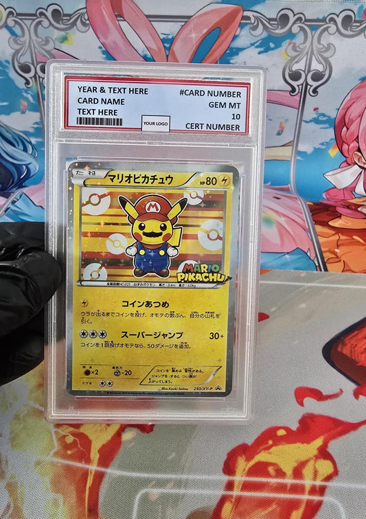 v3 PROXY Gem Mint 10 PSA-2016 Pokemon Japanese Mario Pikachu Holo 293/Xy-P Special Box Promo Tcg Graded Slab