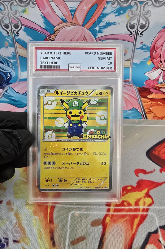 v3 PROXY Gem Mint 10 PSA-2016 Pokemon Japanese Luigi Pikachu Holo 295/Xy-P Special Box Promo Tcg Graded Slab