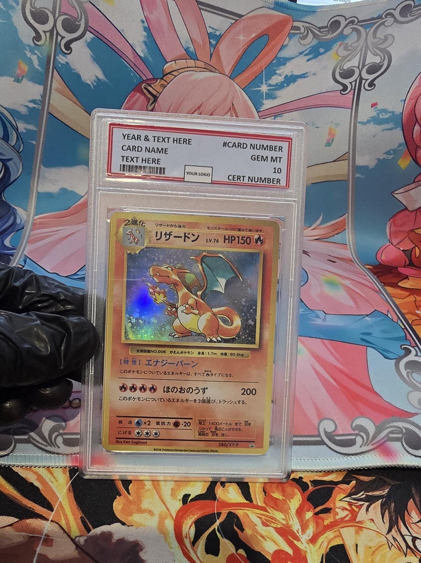 v3 PROXY Gem Mint 10 PSA-2016 Charizard Holo Trade Please 20th Promo Pokemon Japanese 280/XY-P Tcg Graded Slab