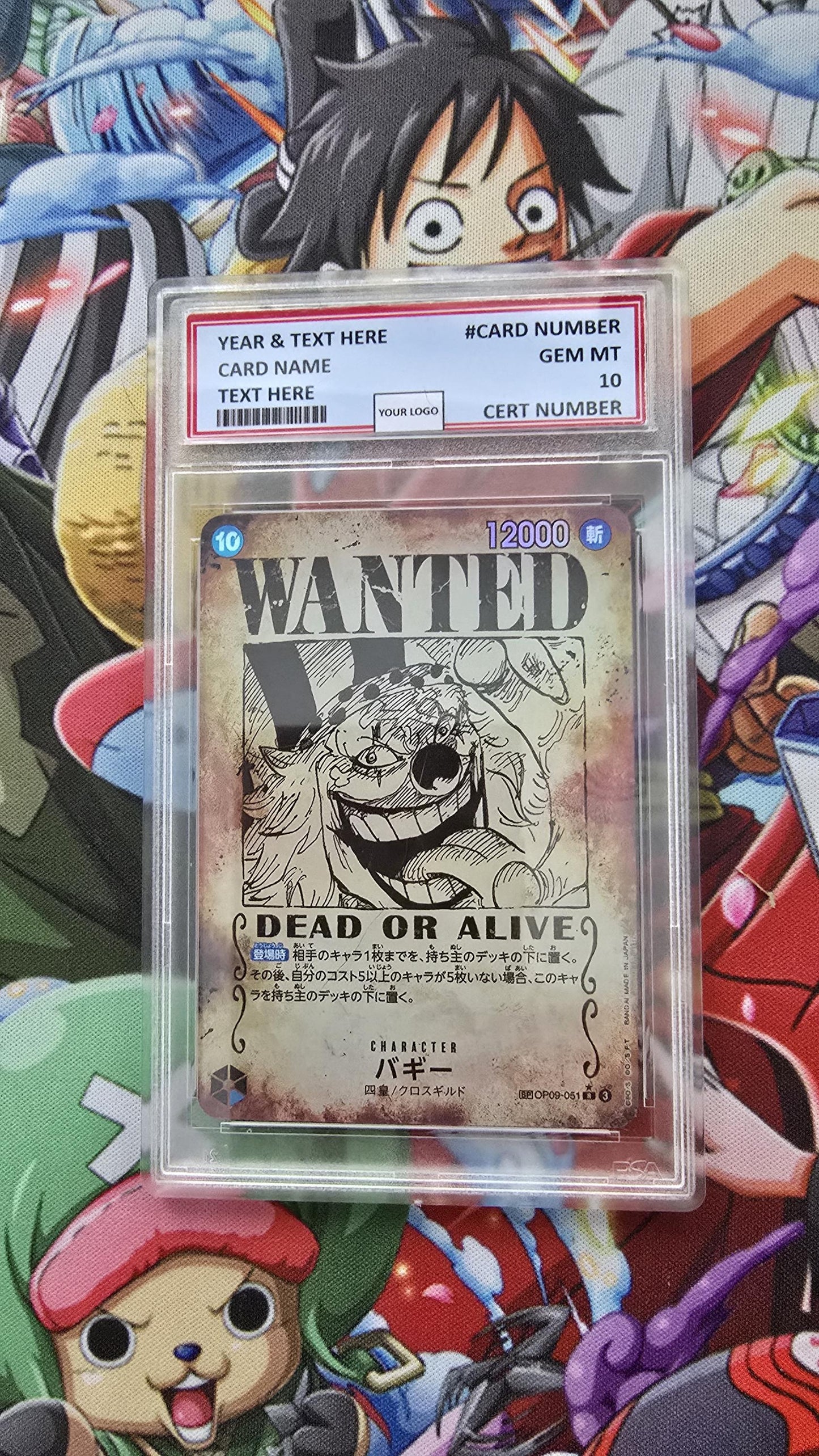 v3 PROXY Gem Mint 10 PSA-Wanted Buggy OP09-051 One Piece Card Game Proxy TCG Proxies Textured Orica 2024 Alt Art Japanese