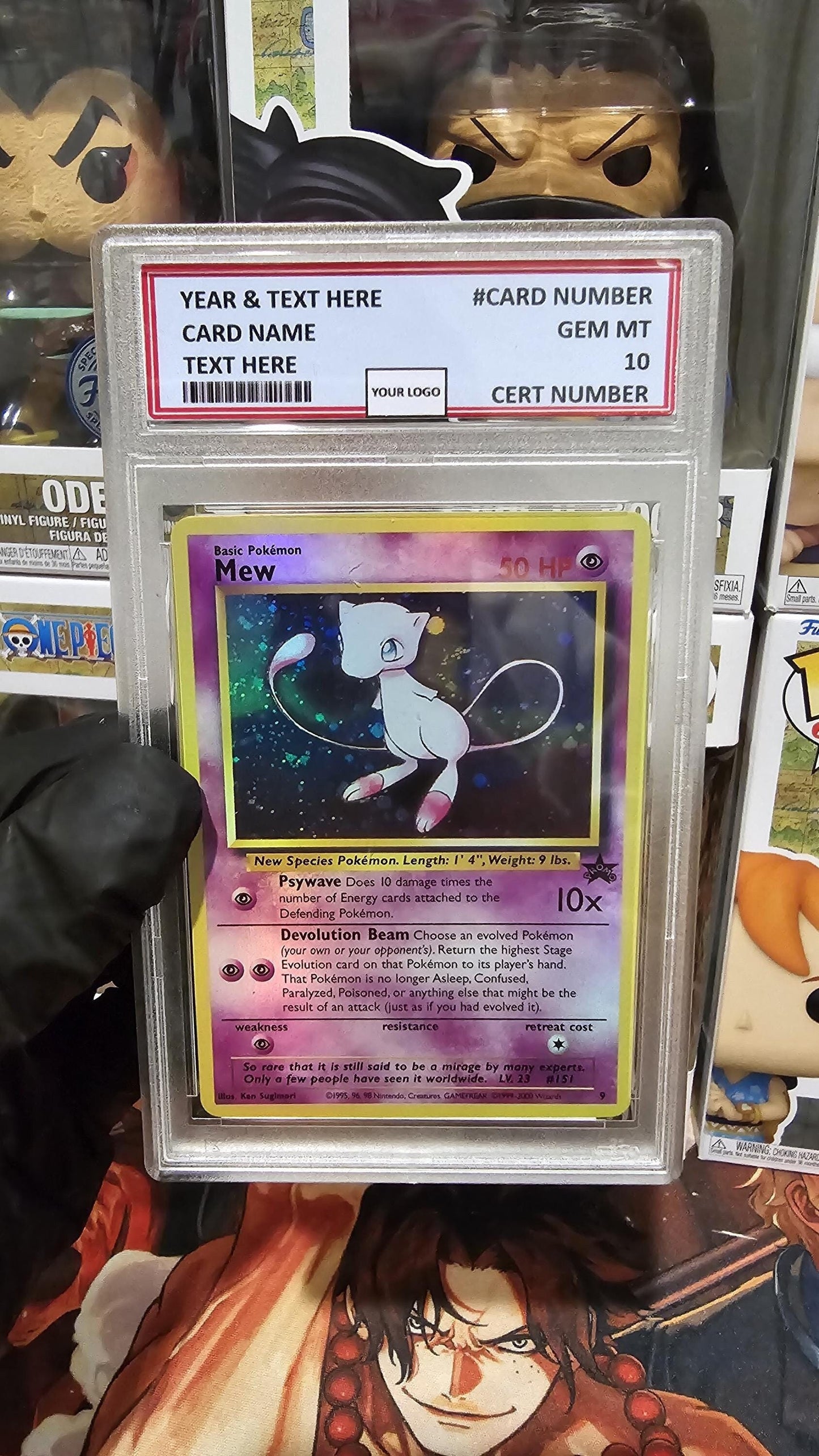 v3 PROXY Gem Mint 10 PSA-2000 Mew #9 League Holo Black Star Promo Tcg Graded Slab Pokemon