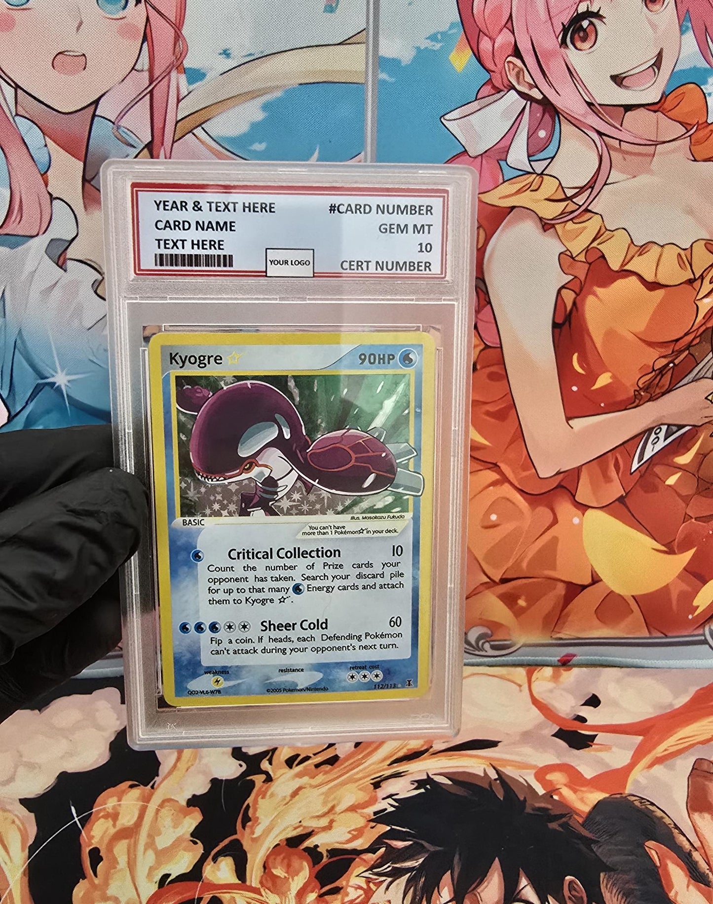 v3 PROXY Gem Mint 10 PSA-2005 Kyogre Gold Star 112/113 Ex Delta Species Tcg Graded Slab Full Art Alt Pokemon Holo Rare