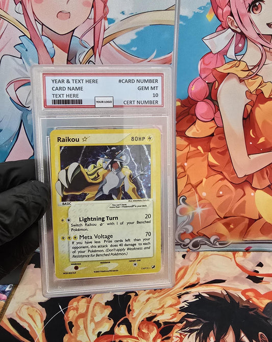 v3 PROXY Gem Mint 10 PSA-2005 Raikou Gold Star 114/115 Ex Unseen Forces Tcg Graded Slab Full Art Alt Pokemon Holo Rare