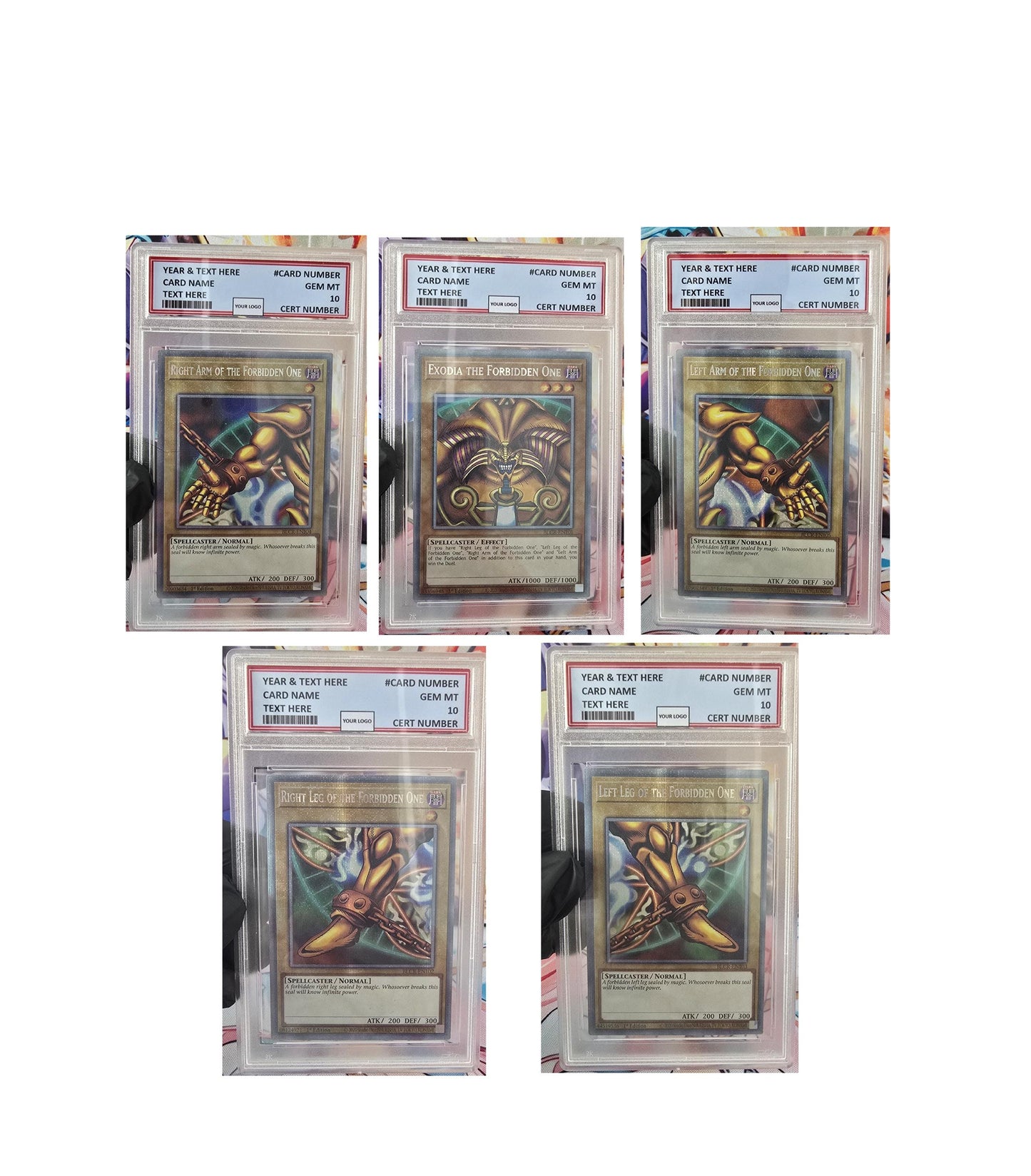 v3 PROXY Gem Mint 10 Complete Full Set (5 pieces)! Exodia the Forbidden One BLCR 1st Edition Starlight Rare Yugioh English