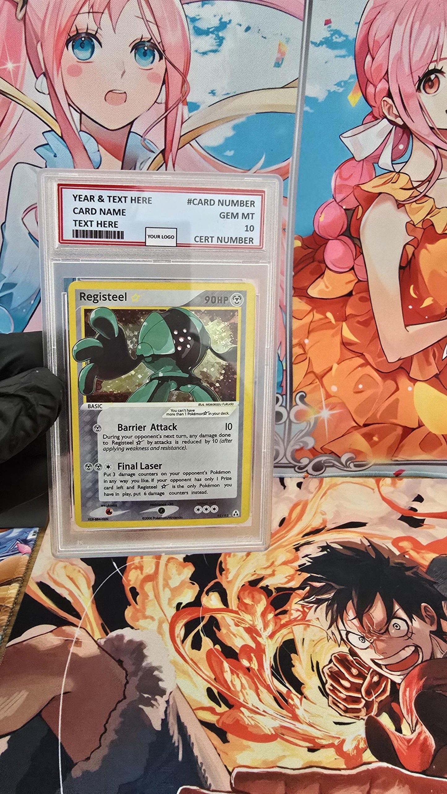 v3 PROXY Gem Mint 10 PSA-2006 Registeel Gold Star 92/92 Ex Legend Maker Tcg Graded Slab Full Art Alt Pokemon Holo Rare