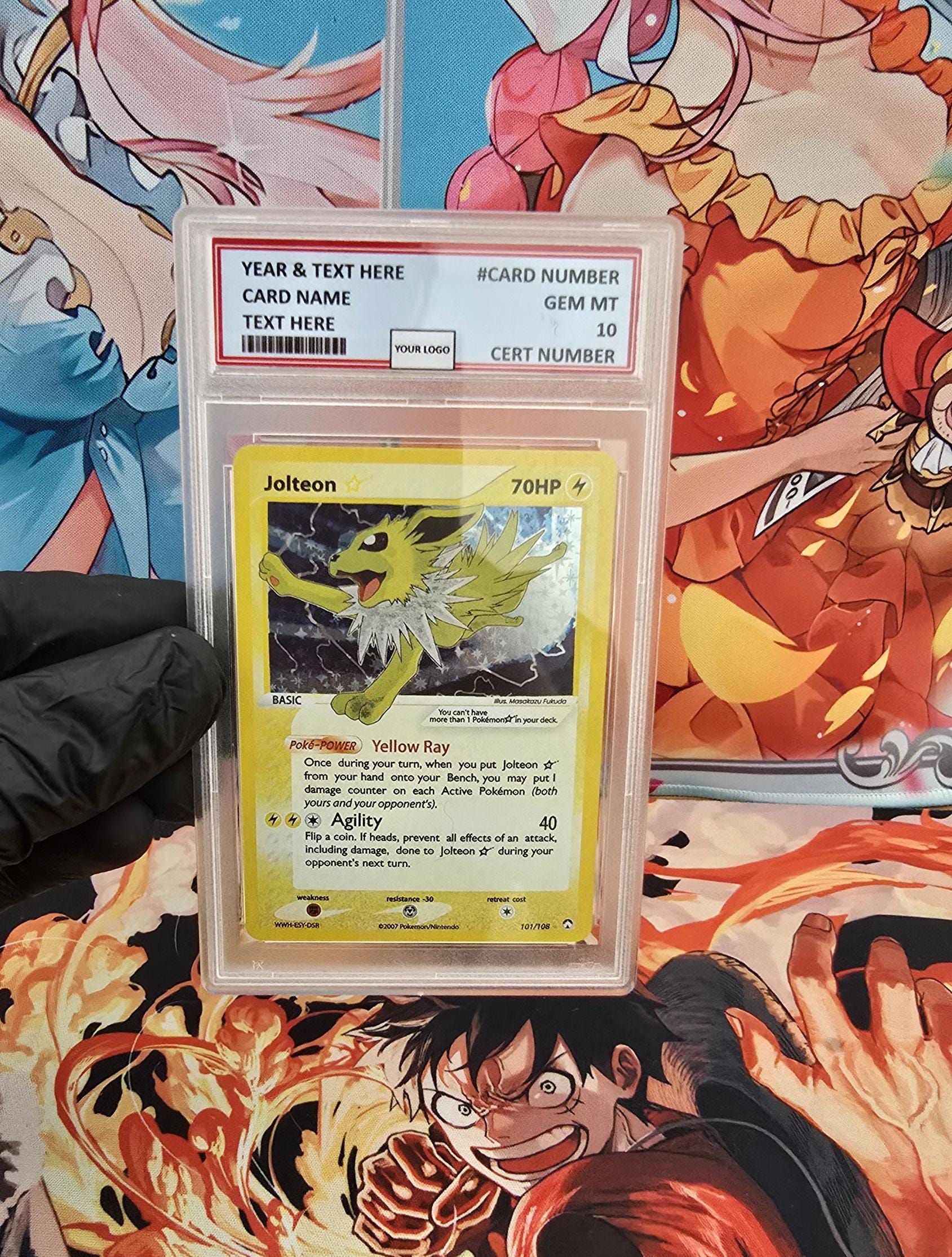 v3 PROXY Gem Mint 10 PSA-2007 Jolteon Gold Star 101/108 Ex Power Keepers Tcg Graded Slab Full Art Alt Pokemon Holo Rare