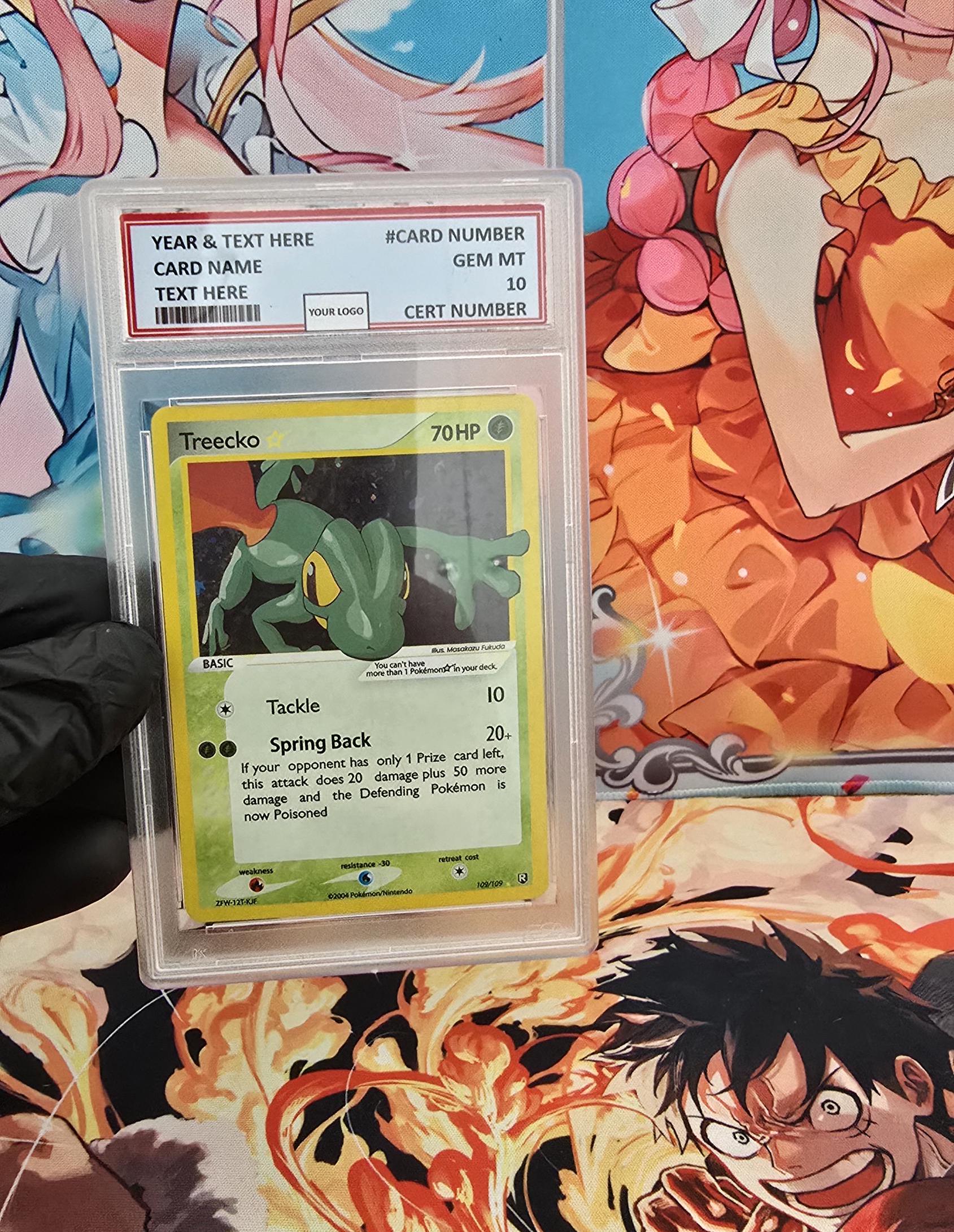 v3 PROXY Gem Mint 10 PSA-2004 Treecko Gold Star 109/109 Ex Team Rocket Returns Tcg Graded Slab Full Art Alt Pokemon Holo Rare