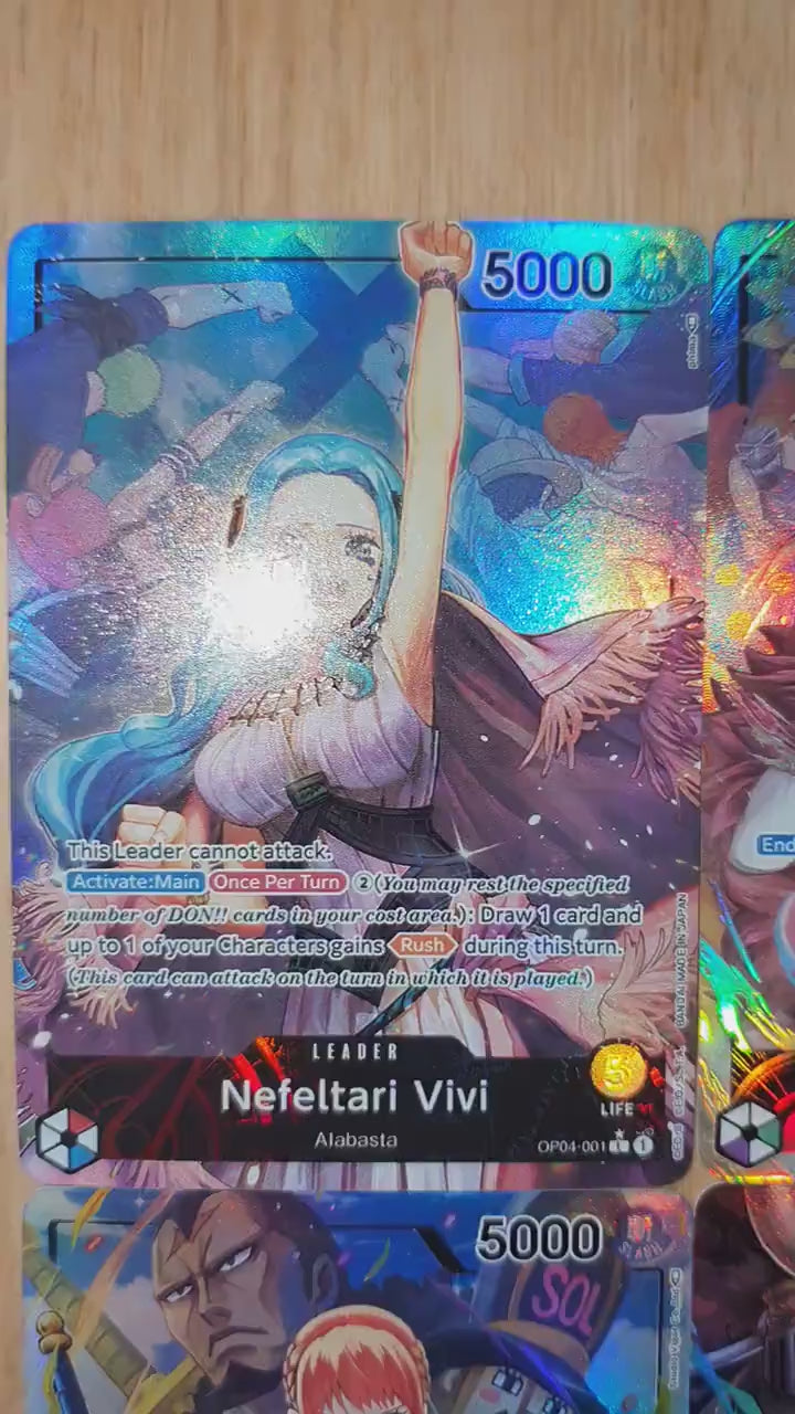 6 Card Bundle OP04 Leader Cards Vivi, Doflamingo, Issho, Rebecca