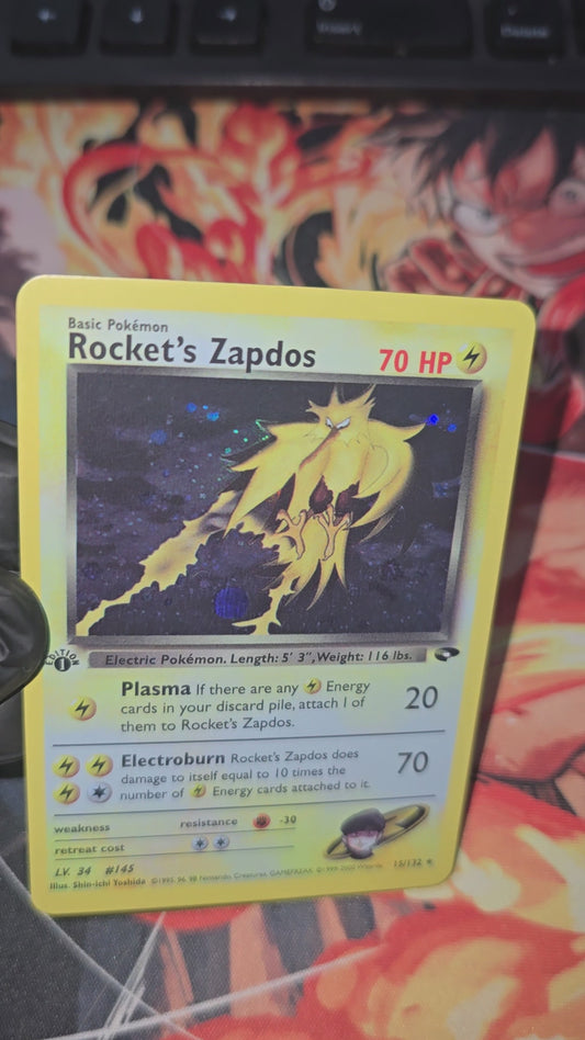 1st Edition Rocket's Zapdos 15/132 Gym Challenge Holo Pokemon TCG Card Proxy