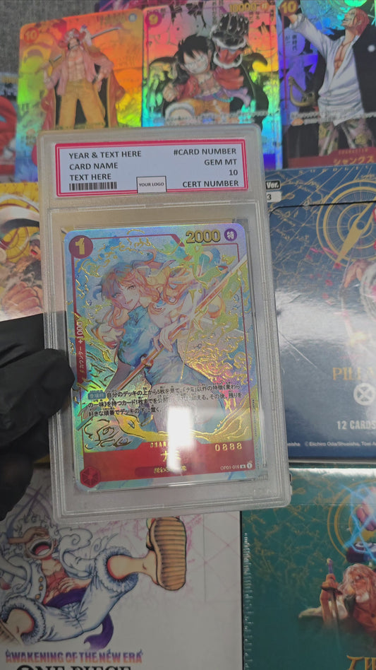 Graded PSA Style Chinese 1st Anniversary Nami OP01-016 Limited Blue Alt Art TCG Textured Premium Proxy