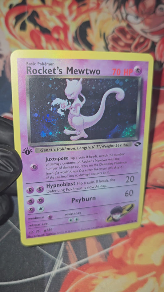 1st Edition Rocket's Mewtwo 14/132 Gym Challenge Unlimited Holo Pokemon TCG Card Proxy
