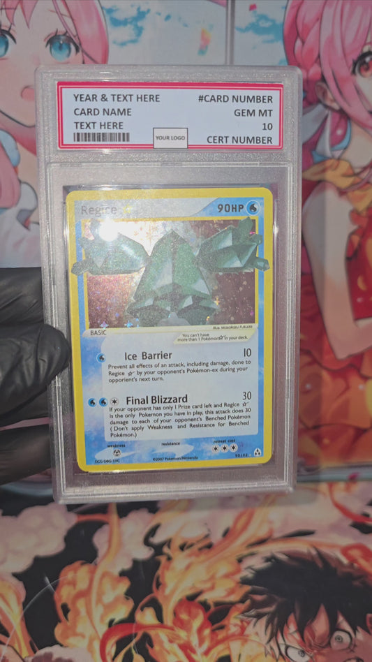 Graded PSA Style 2006 Regice Gold Star 90/92 Ex Legend Maker Tcg Slab Full Art Alt Pokemon Holo Rare Proxy
