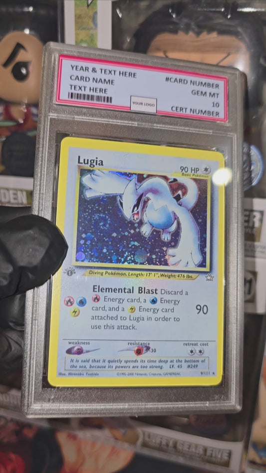 Graded PSA Style 2000 Pokemon Neo Genesis Lugia 9/111 SWIRL Holo 1st Edition Tcg Slab Proxy