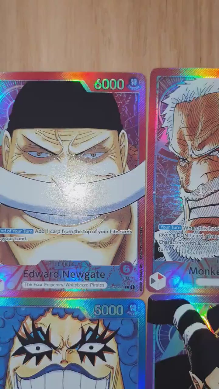 8 Card Bundle OP02 Leader Cards Whitebeard, Monkey D Garp, Kinemon