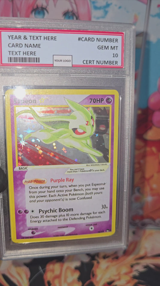 Graded PSA Style 2007 Espeon Gold Star 16/17 Pop Series 5 Tcg Slab Full Art Alt Pokemon Holo Rare Proxy