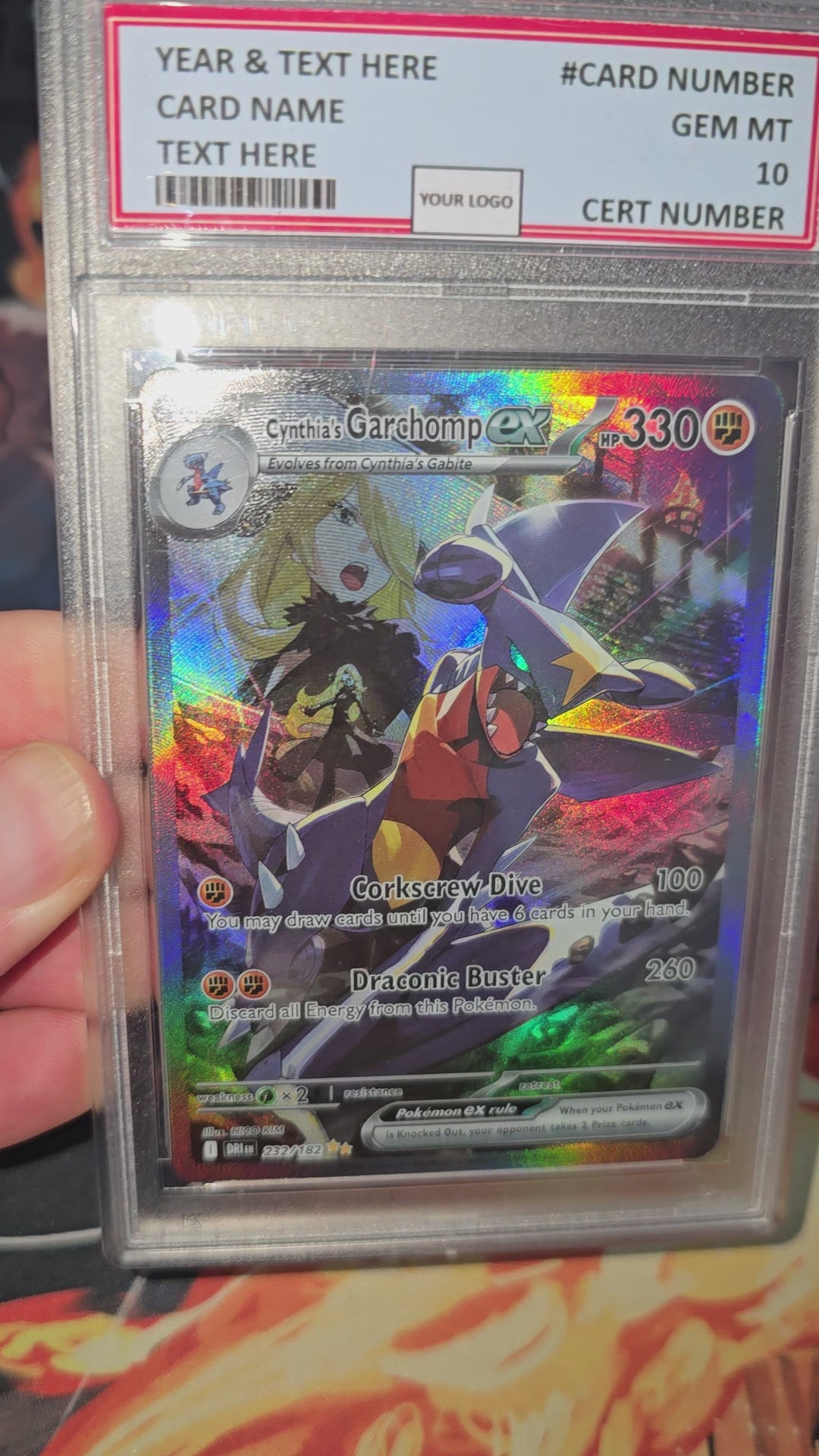 Custom Made Cynthia's Garchomp EX 232/182 SIR Destined Rivals Pokemon Card SV10 Graded proxy