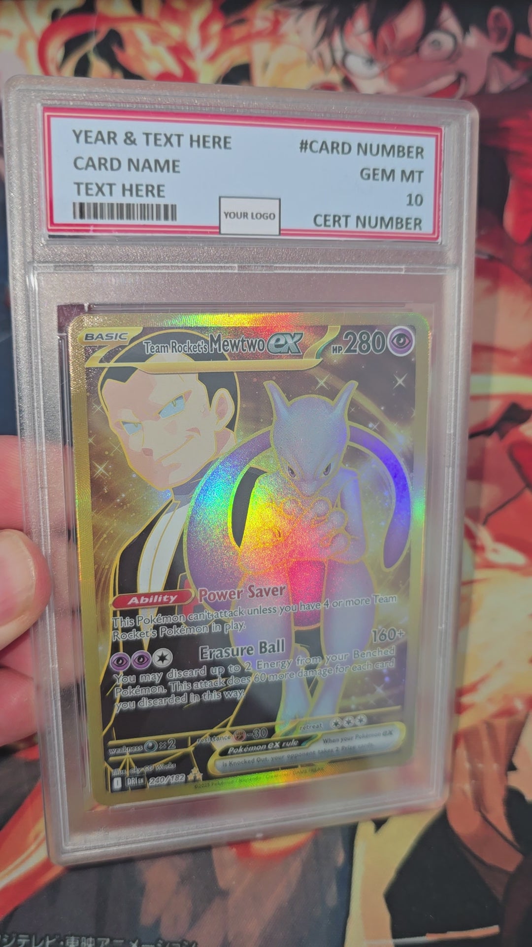 Custom Made Team Rocket's Mewtwo ex 240/182 Pokemon Card Destined Rivals DRI Proxy Card