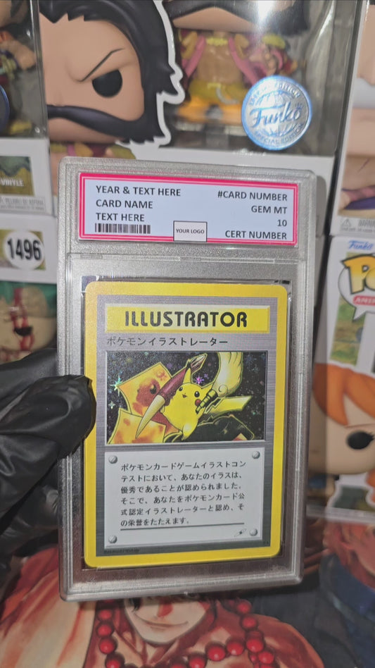 v3 PROXY Near Mint 8 PSA-1998 Pikachu Holo Illustrator Nintendo Pokemon ملصق ترويجي ياباني على الطراز القديم