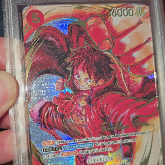 Custom Made Premium Textured English Gold Oda Signed Monkey D Luffy ST01-012 One Piece Card Game TCG Card Proxy
