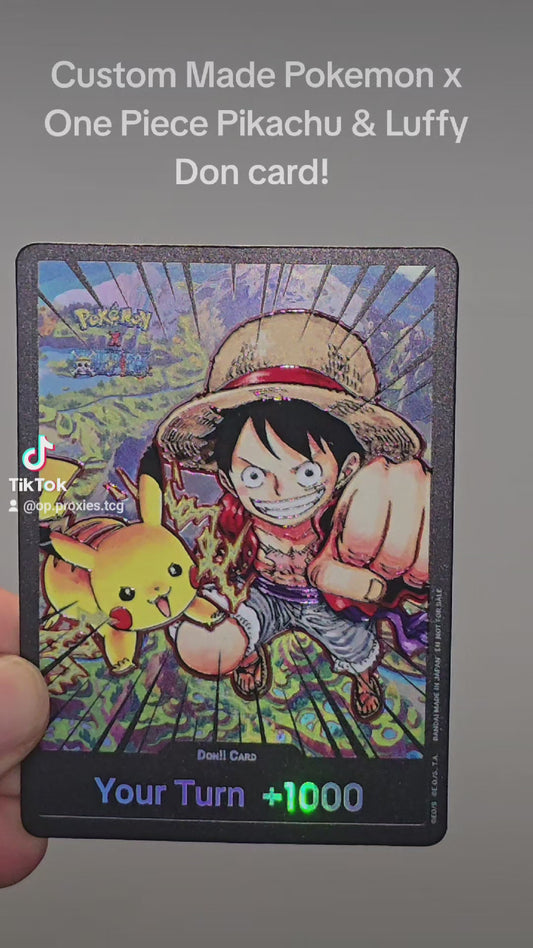 10 Cards: Pokemon x One Piece Pikachu & Luffy Custom Made DON Card Premium Quality Textured