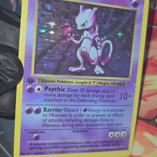 Custom Made 1st Edition Mewtwo Shadowless Holo 10/102 1999 Base Set Pokemon TCG Card Proxy