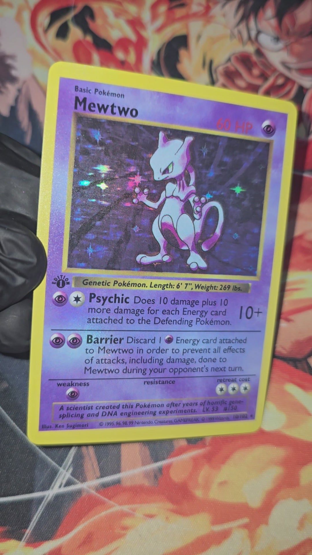 Custom Made 1st Edition Mewtwo Shadowless Holo 10/102 1999 Base Set Pokemon TCG Card Proxy