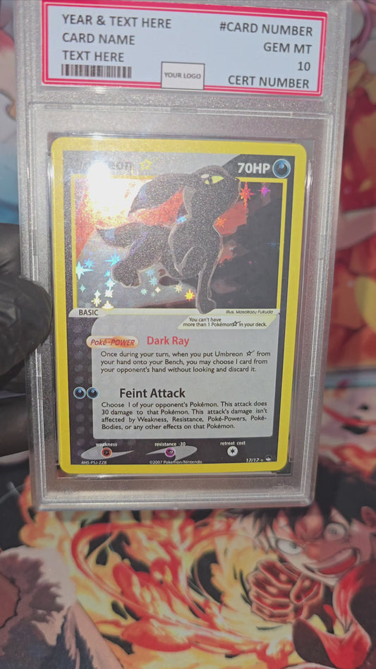 Graded PSA Style 2007 Umbreon Gold Star 17/17 Pop Series 5 Tcg Slab Full Art Alt Pokemon Holo Rare Proxy