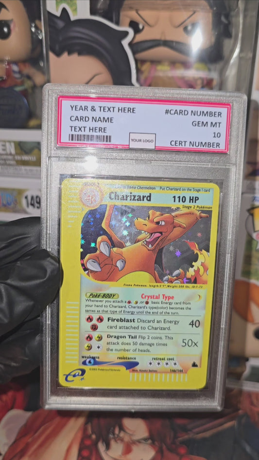 Graded PSA Style Skyridge (Sk) Charizard Colourless Holo Rare 146/144 2003 Pokemon TCG Slab Proxy