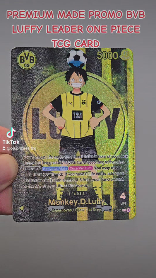 ST13 Monkey D Luffy BVB Borussia Dortmund X One Piece Special Promo Leader Premium Quality Textured Proxy Custom Made Card