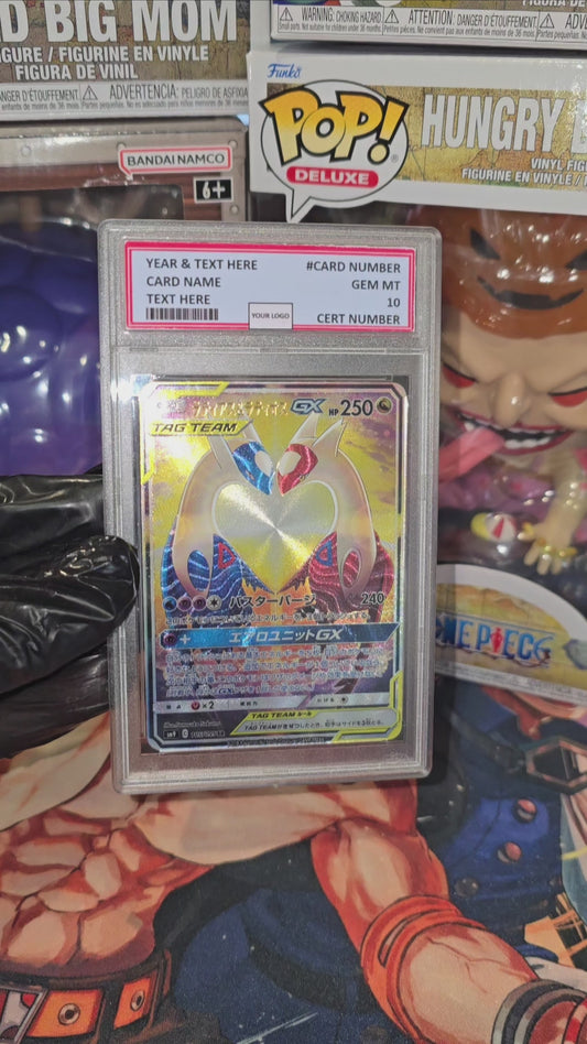 Graded PSA Style 2018 Pokemon Japanese Sun Moon Tag Bolt #105 FA Latios & Latias Gx Tcg Slab Proxy