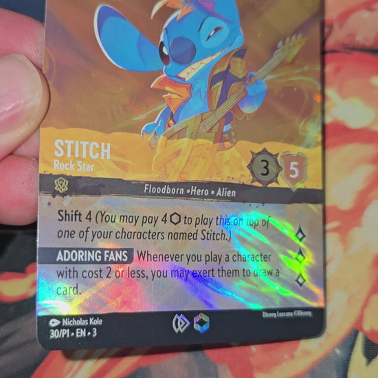Custom-Made Lorcana Stitch Rock Star Store Championship Promo Holo Enchanted Lorcana Card Proxy