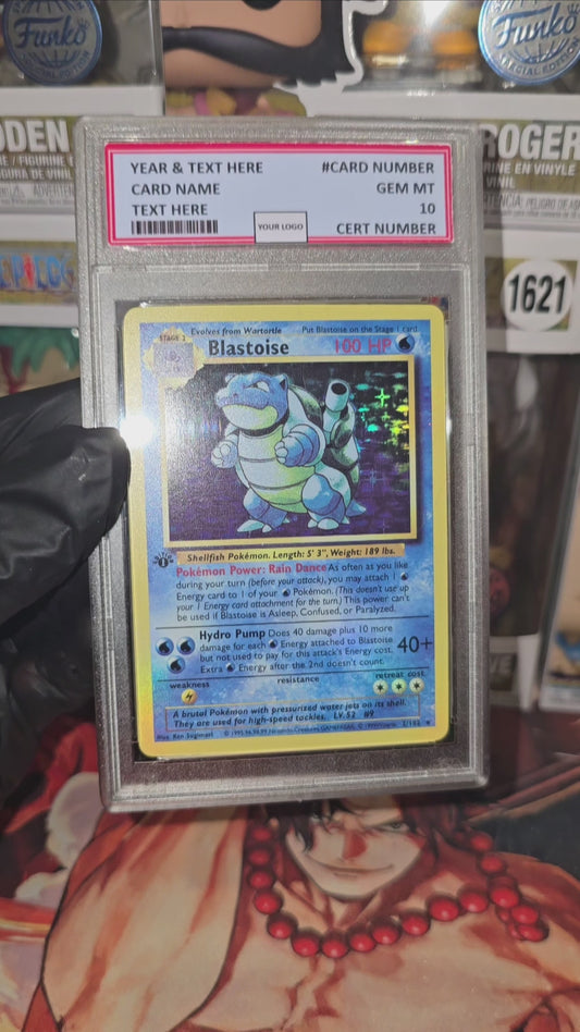 Graded PSA Style 1st Edition Blastoise Shadowless Holo 2/102 1999 Pokemon Base Set TCG Slab Proxy