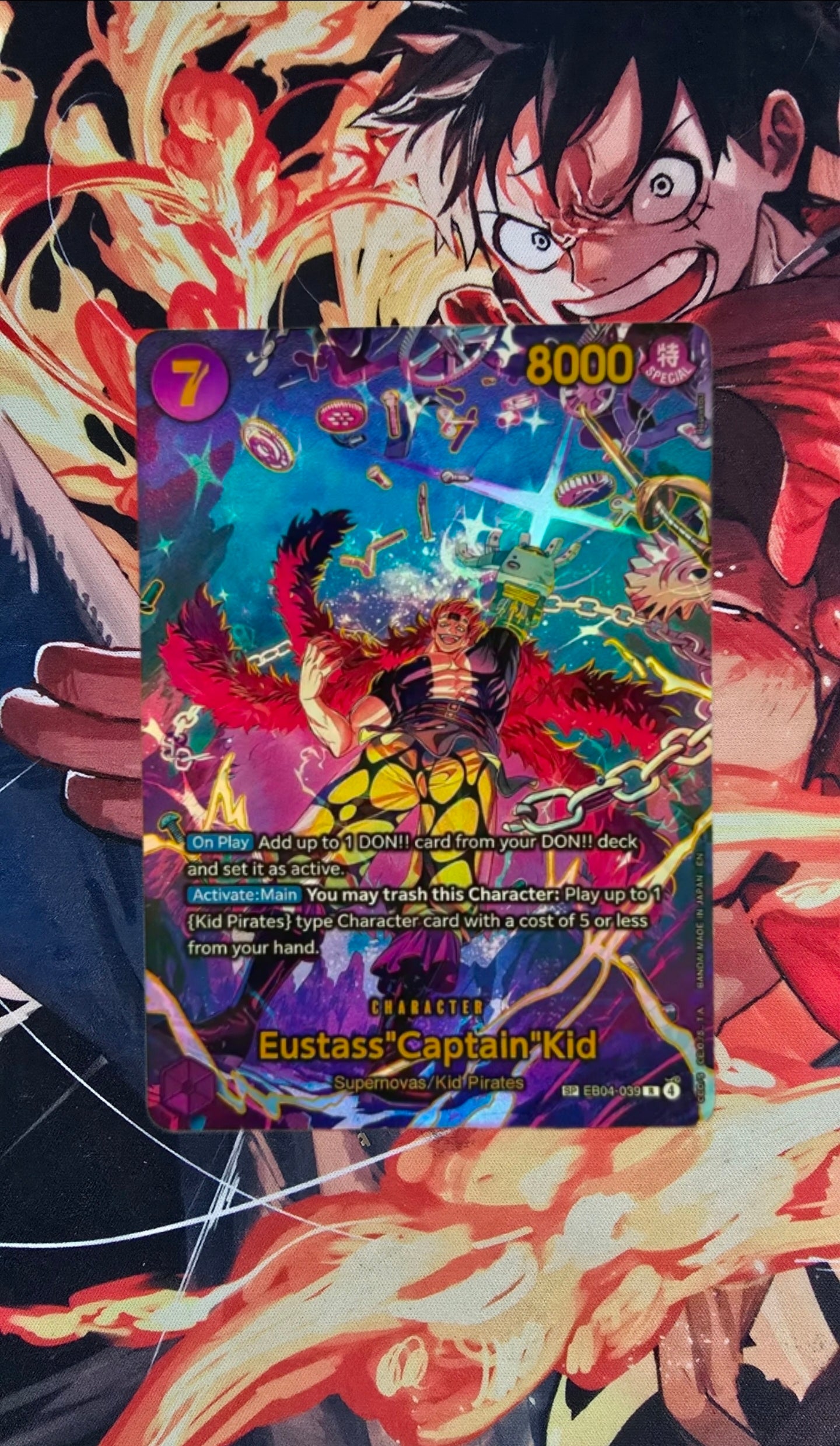 Preorder - EB04 Eustass "Captain" Kid SP One Piece TCG Textured Custom Made Card English