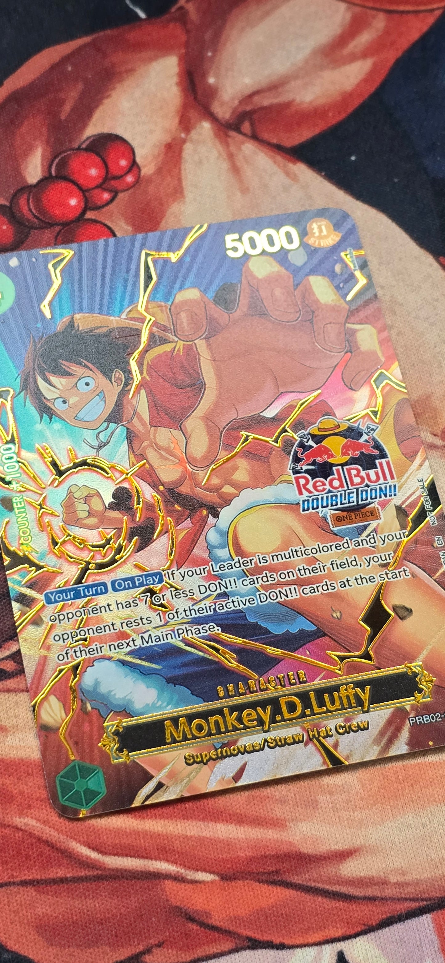 Monkey D Luffy Red Bull Double Don!! Winner One Piece Promo Premium Textured Proxy Card