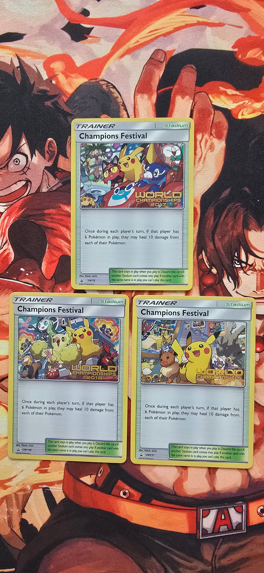 Graded PSA Style Pokemon World Championships Festival 2017, 2018 & 2019 SM78 SM148 SM231 Promo Black Star Proxy Card Slab