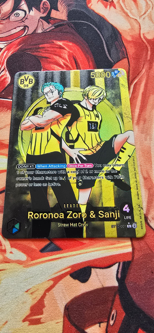 ST12 Roronoa Zoro & Sanji BVB Borussia Dortmund X One Piece Special Leader Premium Quality Textured Proxy Custom Made Card